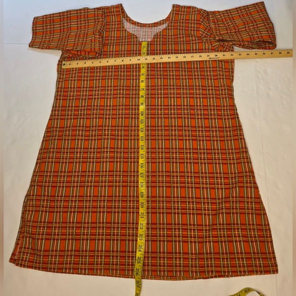 Vintage Handmade Orange Plaid Tunic/Top Lg - Picture 8 of 9
